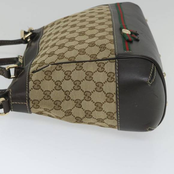 GUCCI GG Canvas Web Sherry Line Hand Bag Beige Red Green 269894 Auth 58043 - Picture 4 of 16